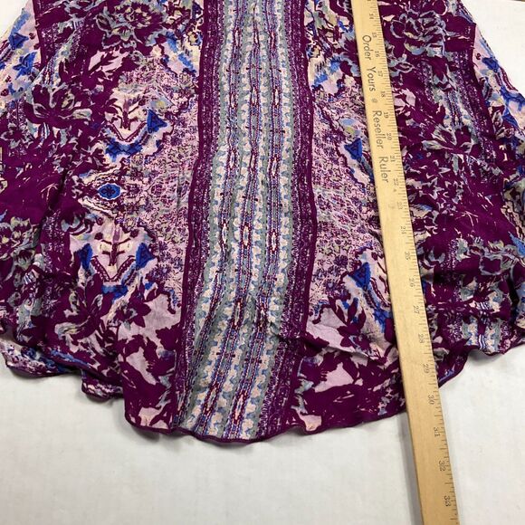 Free People Lace Tank Top  Floral Flowy V-Neck Racerback Boho Festival Shirt S - Picture 5 of 11